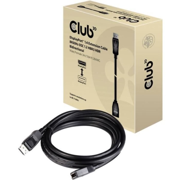 TV-anslutningskabel, skärm [1x DisplayPort hane - 1x DisplayPort hona] club3D CAC-1023 CAC-1023 DisplayPort 3.00