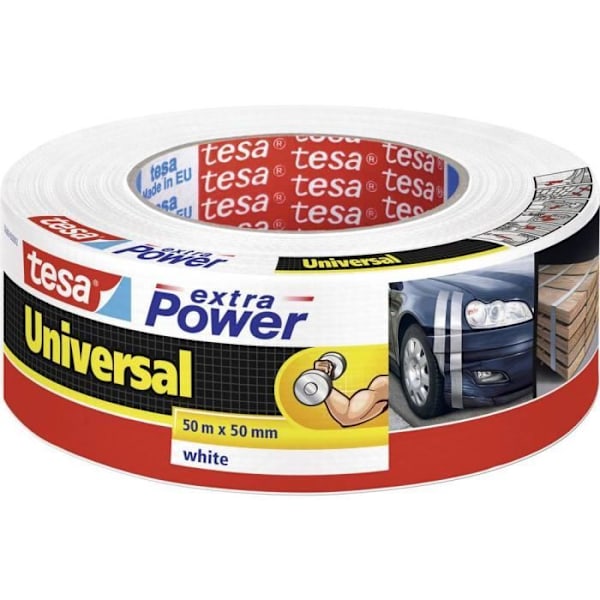 tesa® extra Power tesa 56389-00002-06 Tygtejp Vit (L x B) 50 m x 50 mm Gummi 1 st.