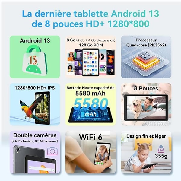 Tablett Taktile - Blackview - Tab 50 - 8 tum HD - 128 GB - WiFi 6 - Android 13
