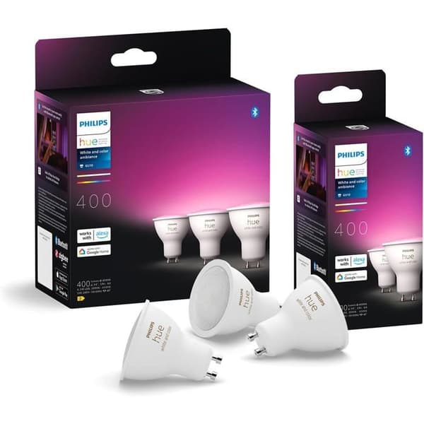 Philips Hue GU10 LED-lampor Pack om 5, 400 lumen, Bluetooth-kompatibla