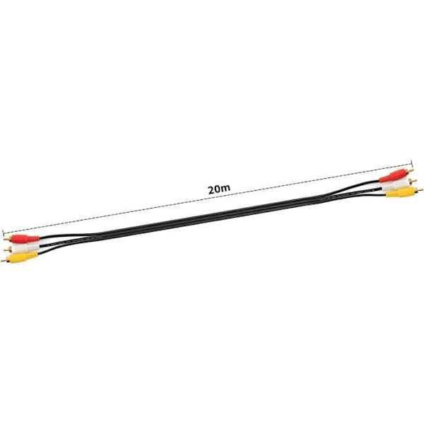 System-S Kabel RCA 3 RCA 20 m han till han stereo och svart AV-kompositadapter
