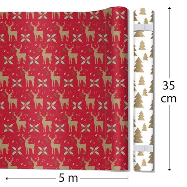 Presentpapper - Clairefontaine - 223887C - 2 rullar - 100 % återvunnet - Noll plast rge/vit