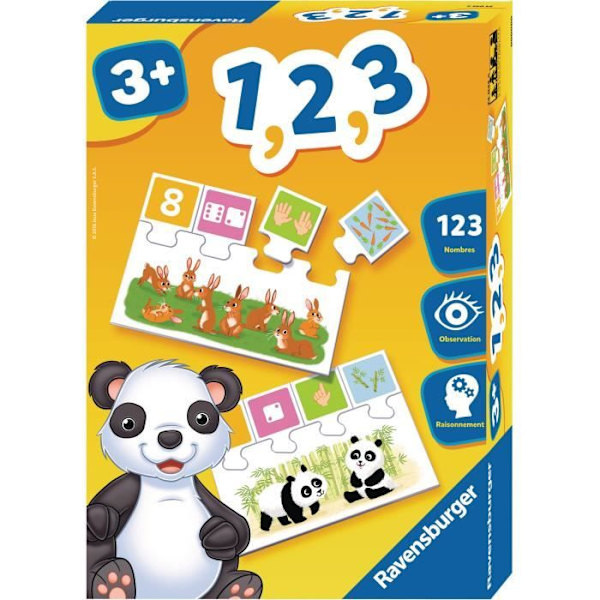 1, 2, 3 - Pedagogiskt spel - Lära sig siffror - Ravensburger - Från 3 år Flerfärgad