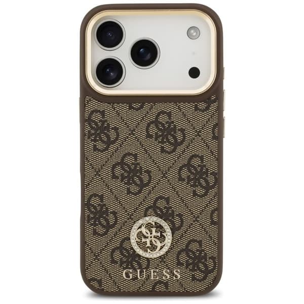 Coque Guess Hardcase 4G Strass Logo MagSafe för iPhone 17 Pro - Brun Brun