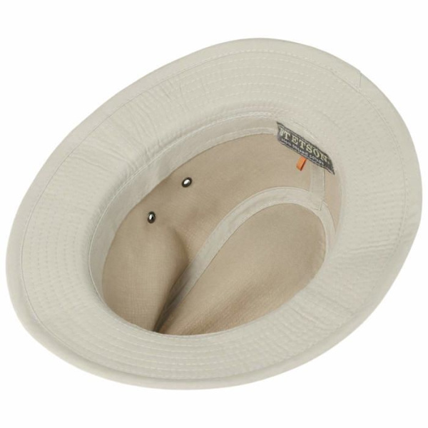 Stetson Bucket Hat, resenärsmössa i ekologisk bomull för män - i soltyg med foder vår-sommar Ljusbeige XL