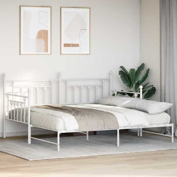 vidaXL Dagbädd Ram Vit 90 x 190 cm Stål 42002679