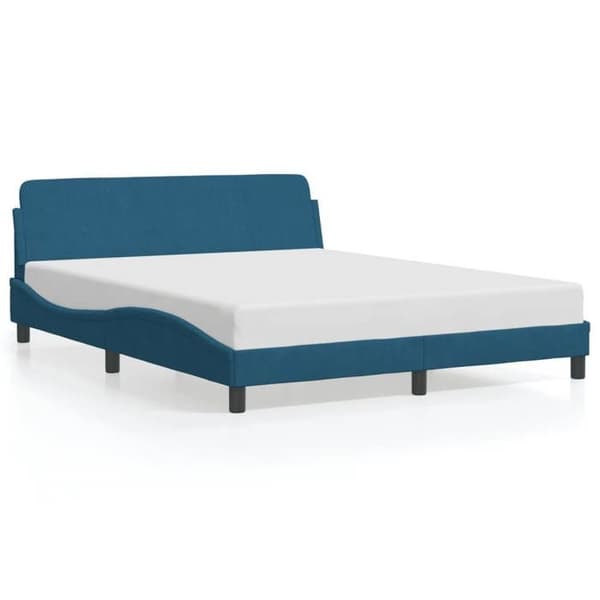 vidaXL Sängram med sänggavel Dover blå 160x200cm sammet 373216