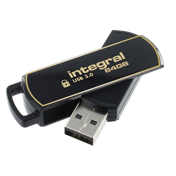 Integral Secure 360 USB Flash Drive - 64 GB - USB 3.0 - Elegant Black