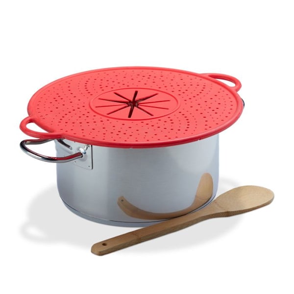 Relaxdays Silikontäcke Antiköpa Översvämning Splash, Underlägg, värmebeständig, 30cm, röd Röd