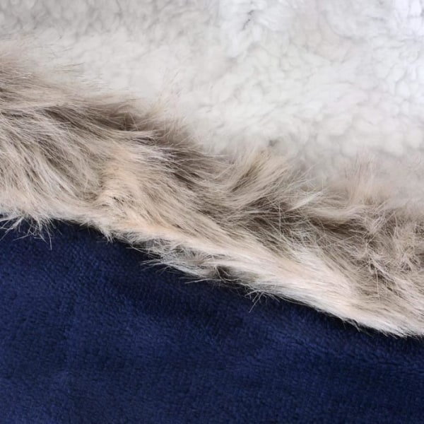 Snug Rug Blue - Eskimo Hooded Filt Oversized Mjuk och Varm - Fleece Sherpa Tyg - One Size och Unisex