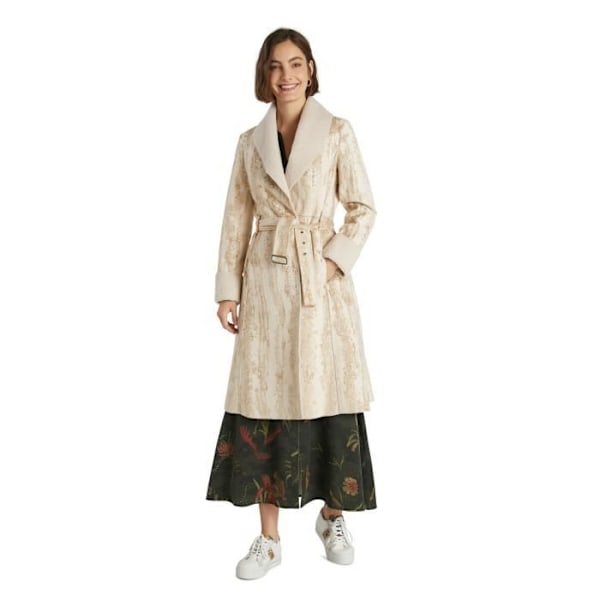 Manteau - DESIGUAL - MARVELOUS - Syntetiskt läder - Matchande bälte - V-ringad i fleece ECRU S