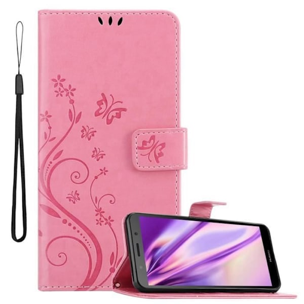 Fodral för Huawei Y5 PRIME 2018 / Y5 2018 i PINK BLOMMA Cadorabo Cover Protection Floral Rosa blommig