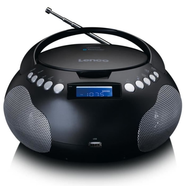 Bärbar radio CD/MP3-spelare USB Bluetooth® Lenco SCD-331BK Svart-Silver