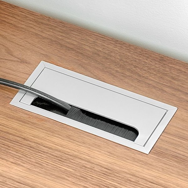 Kabelgenomföringar till Quadrum bord - EMUCA - Rektangulär - Aluminium - Matt anodiserad Matt eloxerad