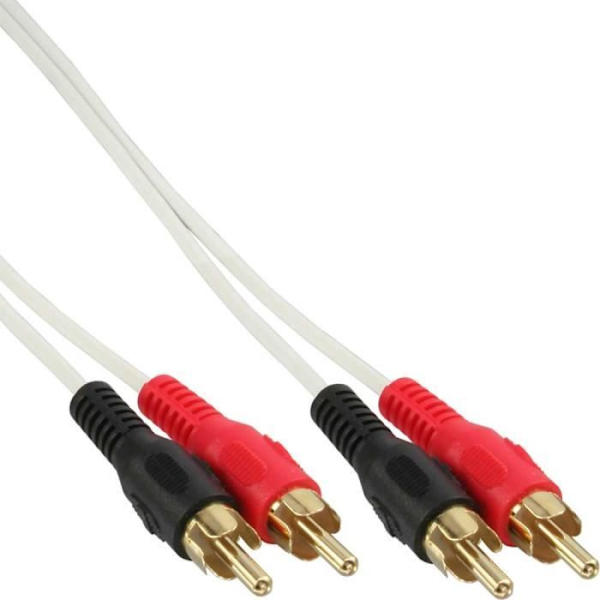 InLine® RCA-kabel - Vit - 5m - Färgkodade kontakter - Koaxialteknik