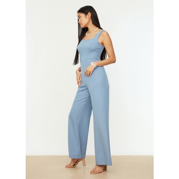 Trendyol Overall - TWOSS19BY0020 - Jumpsuit med fyrkantig krage dam Blå 36