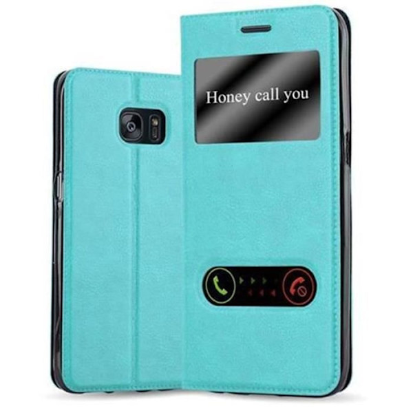 Samsung Galaxy S7 EDGE Fodral i MINT TURQUOISE från Cadorabo (Design VIEW) Helt skyddsfodral med flipskydd, stativ