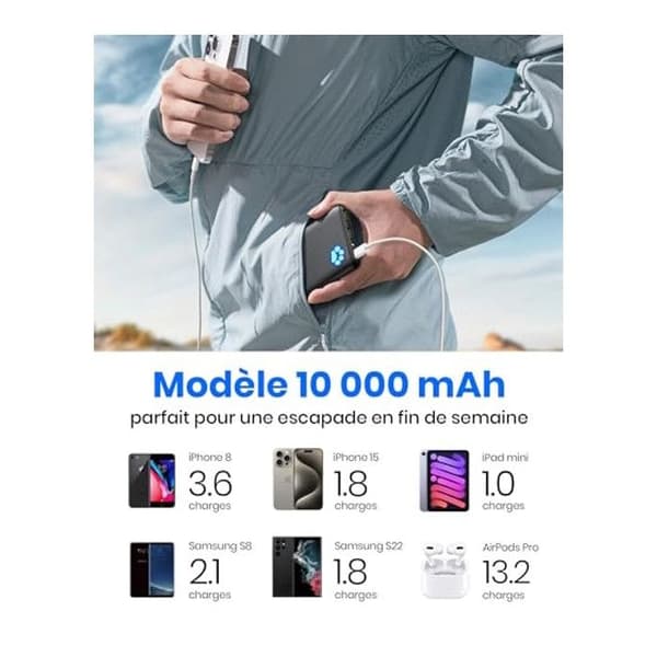 Batteri Extern - INIU - 10000mAh - USB C PD3.0 - QC4.0 - Snabbladdning