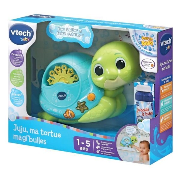 VTECH JUJU MA TURTLE MAGI BULLES musikalisk sköldpadda för spädbarn från 1 till 5 år gamla grönt och blått