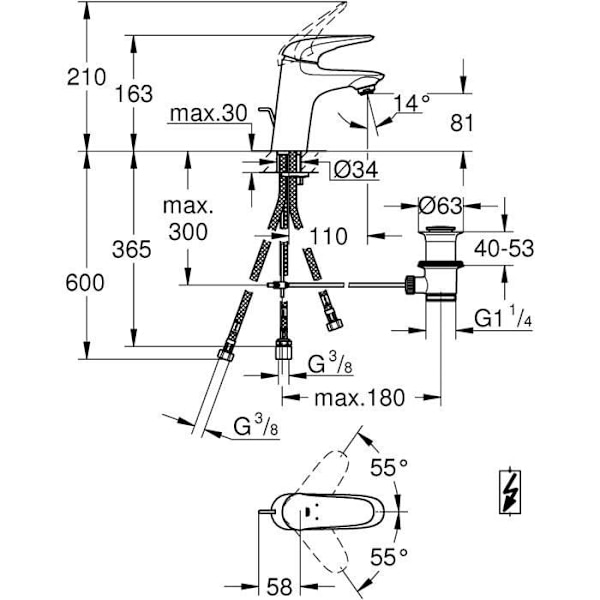 GROHE Engrepp för enhandsgrepp, DN 15 S Storlek, 1 Styck, - 23710003