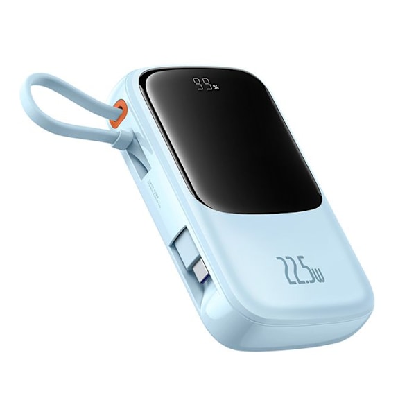 Baseus - Extern batteri Qpow Pro+ (P10067101313-00) - Lightning, 2x Type-C, USB, 22,5W, 10000mAh, Type-C-kabel - Blå