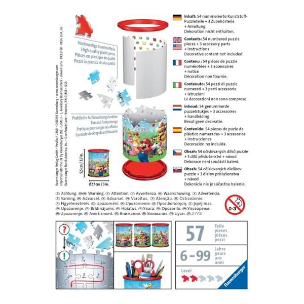 Super Mario 3D pennkruka - Ravensburger - Barnpussel - 54 bitar - Limfri - Från 6 år Flerfärgad