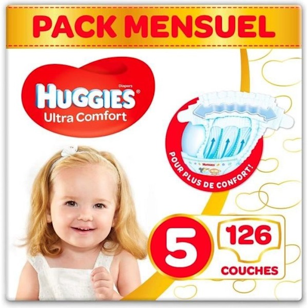 HUGGIES Ultra Comfort - Unisex babyblöjor x126 storlek 5 - 1 månad