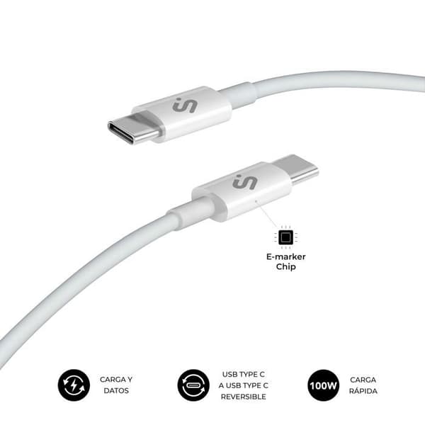 USB-C till USB-C-kabel - SUBBLIM - Snabbladdning 100 W - Cable Plus 100W DC - E-Marker chip