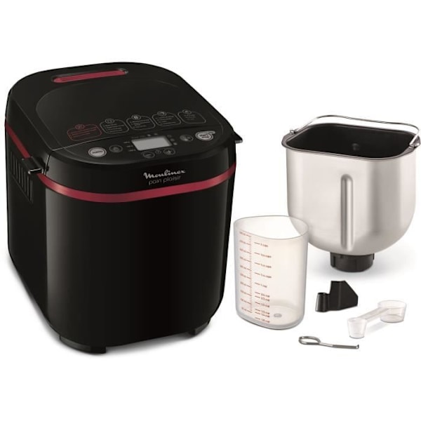 MOULINEX Brödmaskin, 1 kg, 17 program, 3 bryningsnivåer, Programmerbar, Håll värmen Smärta & Plaisir OW220830 Svart/lila