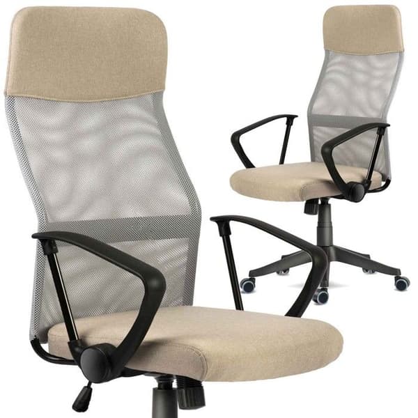 Svängbart kontorsstol - Sofotel - Mikronät - Beige - Höjdjustering - Inbyggd nackstöd
