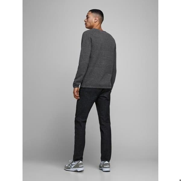 Jack & Jones Hill Knit Crew Herrtröja - Grå - Stickad bomullströja Grå M