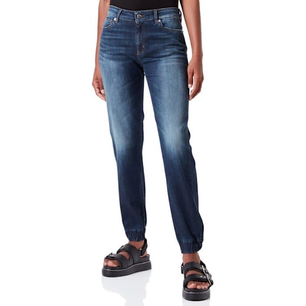 Love moschino - W Q 481 00 S 3843 - Jogga Personlig med logotyp Backtag Vardagsbyxor, Mörkblå Denim, Dam 27 Mörkblå Denim 27