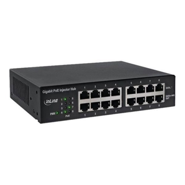 InLine PoE+ Gigabit Network Injector Hub Switch 8 x 10-100-1000 (PoE+) Rackmonterbar (120W)