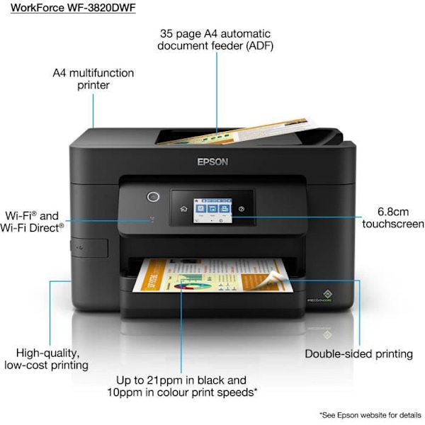 EPSON WorkForce Pro WF-3820DWF multifunktionsskrivare - Färg - Bläckstråle