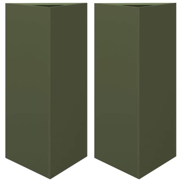 vidaXL Blomlådor 2 st olivgrön triangulär 40x34,5x70 cm stål 851164