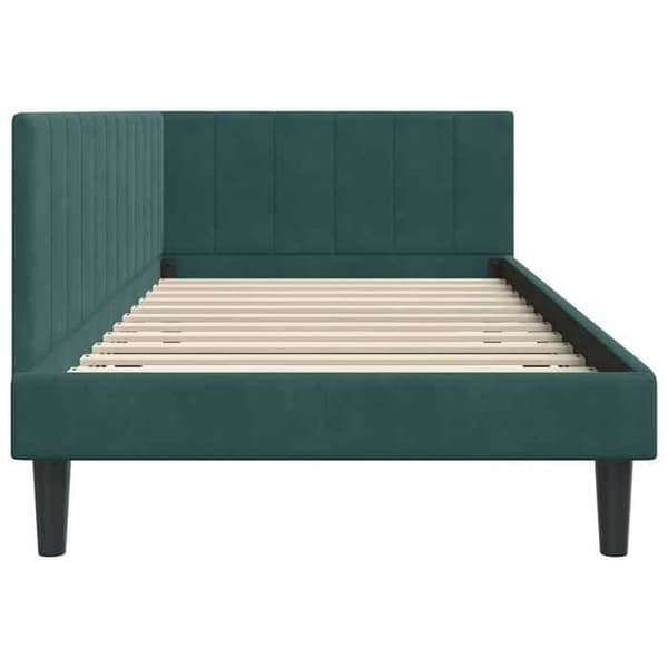 vidaXL Hörnsängram Mörkgrön 90 cm x 200 cm Sammet 42016350