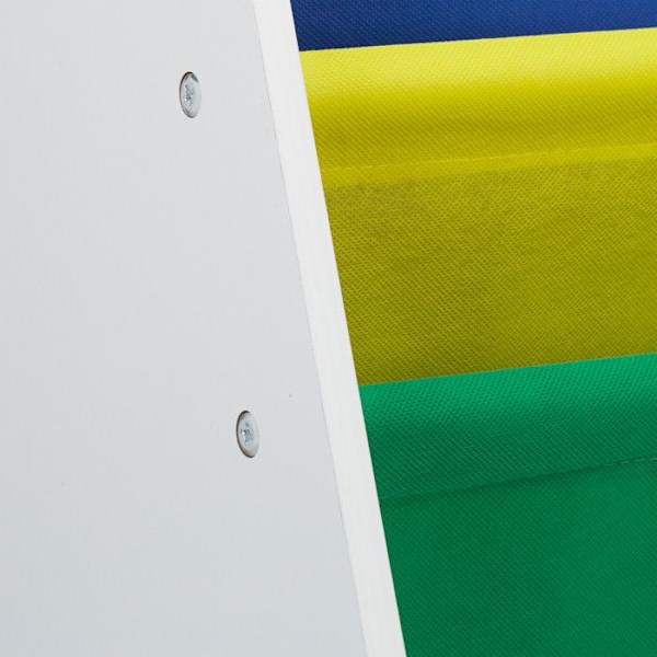 Relaxdays Barnhylla, Bibliotek sovrum, Hylla för bokförvaring, MDF + Polyester, 4 fack, flerfärgad vit, grön, röd