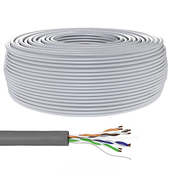 Ethernetkabel RJ45 Cat 6 - goobay - 100 m - UTP - inomhus - grå - låst