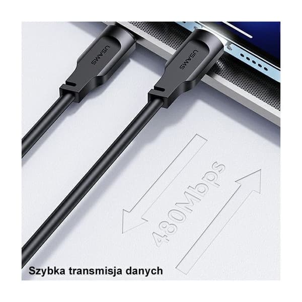Laddkabel Svart Lightning USAMS 1m