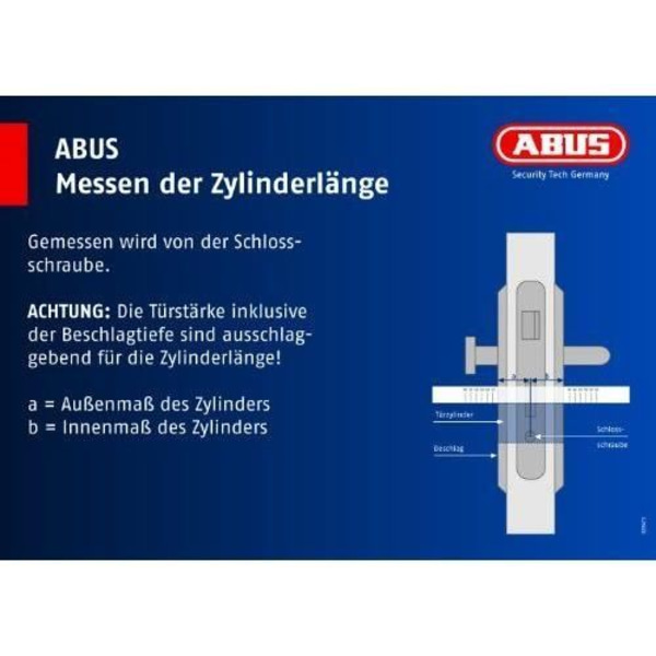 Cylinders lås med knopp - Abus - K82N Z10/K30 - Anti-pick pinnar - Ytmontering - Färg grå