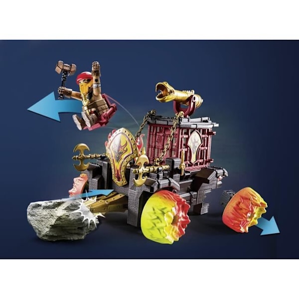 PLAYMOBIL 71299 Burnham Raiders Fiery Battle Cart - Ta dig an fiender med vagnen, kanonen och utkastplatsen Flerfärgad