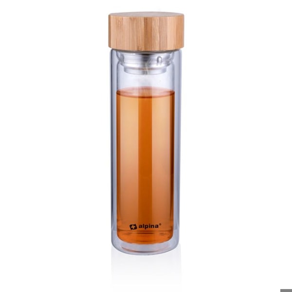 Glasflaska - Alpina - 450 ml - Kork av bambu - Modern design - Lätt och hanterbar dubbelvägg 450 ml