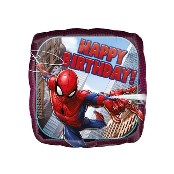 Spider-man Happy Birthday fyrkantig folieballong 43 cm Röd