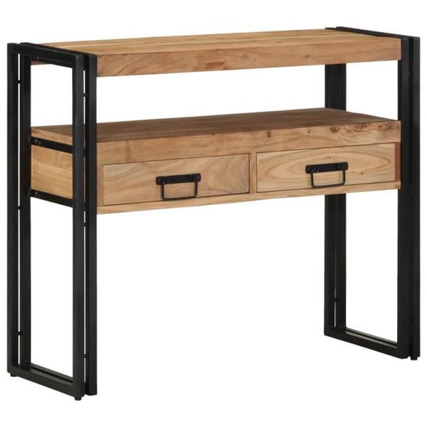 Bordskonsol - Massiv Akacia - Svart - Rektangulär - 90x33x75 cm brun