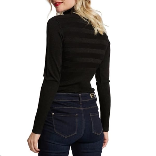Pull Femme - Morgan - Mentosa - Svart Glänsande - Hög Krage - Långärmad - Figursydd - M