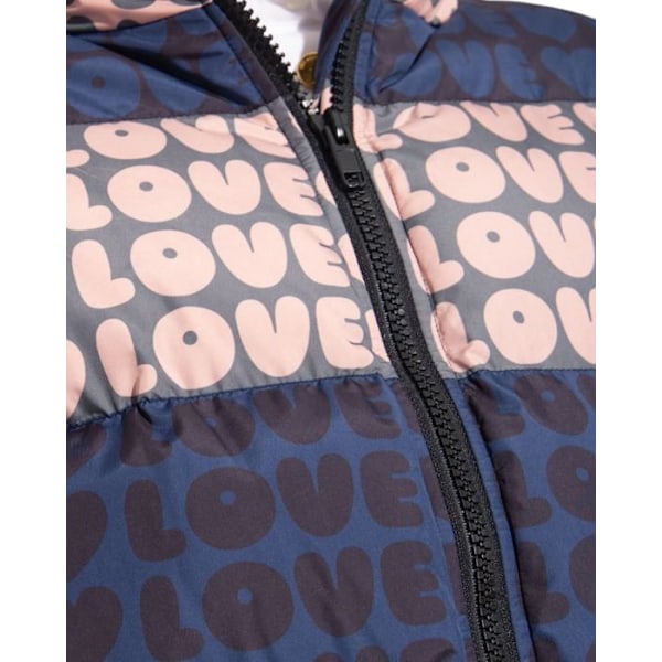 Love moschino - B H 782 80 T 188A - Allover Love Nylon vadderad jacka med avtagbara ärmar Damjacka Rosa/marinblå 44