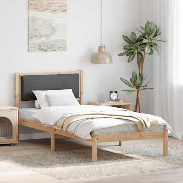 vidaXL Sängram Mörkgrå 100 x 200 cm Massivt trä 878140