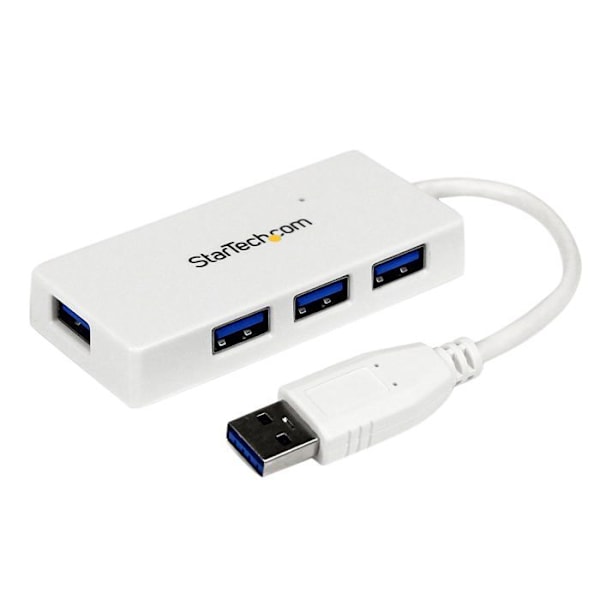 USB 3.0-hubb - StarTech - ST4300MINU3W - 4 portar - Integrerad kabel - Vit