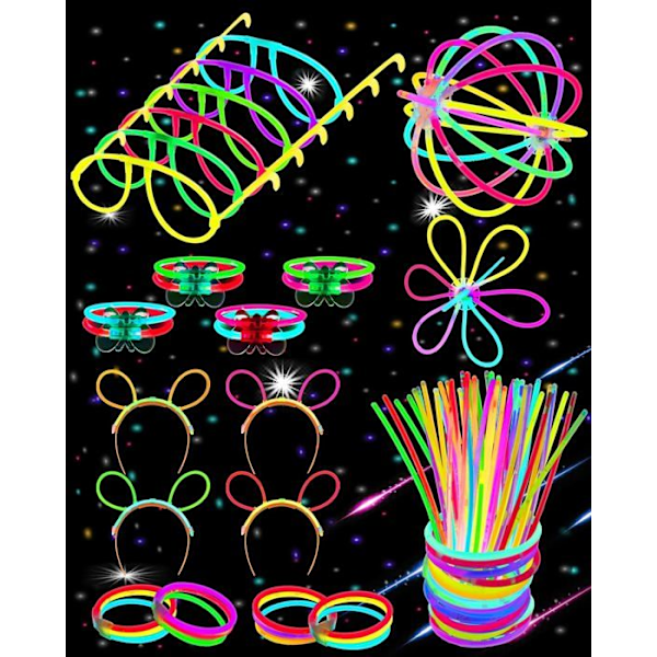 Carehabi - Knicklichter - Party Light Sticks Set-100x barn- med kontaktdon- Dekoration och festtillbehör