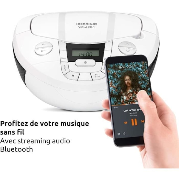 Bärbar CD-spelare Boombox - TechniSat - Viola CD-1 - Bluetooth - FM-radio - Stereohögtalare Vit, blå, röd, svart